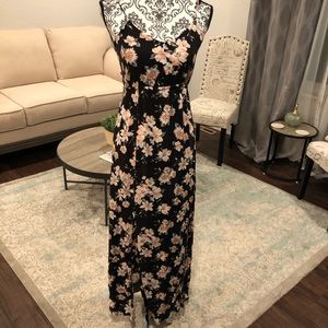 Black and floral maxi with 2 slits